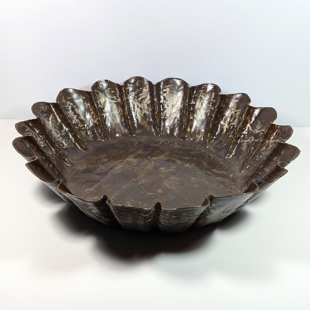 Sundance Fluted Metal Bowl, Upcycled Steel Drums, Industrial Design, Table Decor - Picture 1 of 7